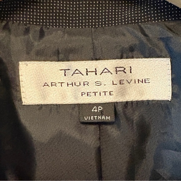 TAHARI Women's Black White Dot Print Lined Tailored Blazer/Jacket size 4 Petite - Picture 2 of 11